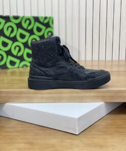 DOLCE & GABBANA Calfskin New Roma high-top sneakers with fusible rhinestones