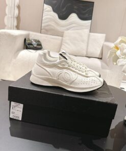 CHANEL Calfskin White Sneakers