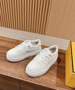 FENDI Match Canvas and suede platform low-tops Sneakers