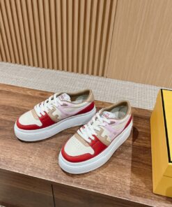 FENDI Match Canvas and suede platform low-tops Sneakers
