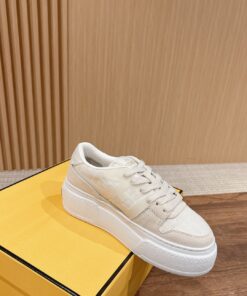 FENDI Match Canvas and suede platform low-tops Sneakers