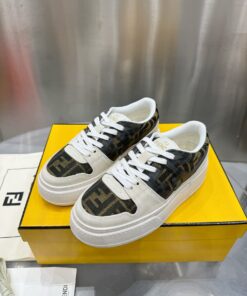 FENDI Match leather platform low-tops sneakers