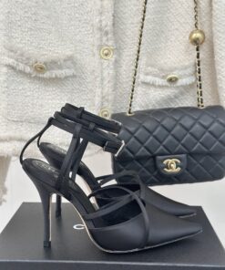 CHANEL Slingback Leather Heels Pumps