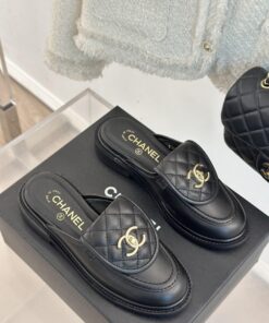 CHANEL Black Quilted Lambskin Loafer