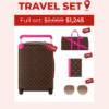 Travel Set: Louis Vuitton Horizon 55 Suitcase + Louis Vuitton Keepall Bandoulière 50 Bag + Louis Vuitton Passport Cover Wallet + LV Chain Round Sunglasses