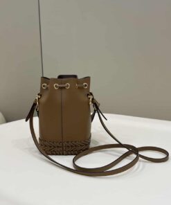 Fendi Mon Tresor Brown Mini-bag with stitching For Woman 18cm/7in