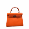Hermes Kelly Dark Orange For Women Silver Toned Hardware 10in/25cm