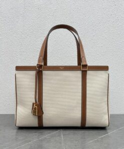 Celine Medium Cabas 16 In Textile Natural / Tan For Women 16in/40cm 197332DUH.02NT