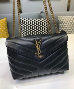 Saint Laurent Loulou Small Chain Bag In Matelasse "Y" Black For Women 9.8in/23cm YSL 494699DV7271000