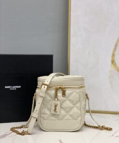 Saint Laurent 80's Vanity Bag In Carre-Quilted Grain De Poudre White For Women 6.4in/16.5cm YSL 649779DME279207