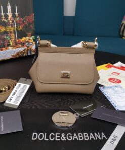Dolce Gabbana Small Sicily Bag In Dauphine Beige For Women 7.5in/19cm DG