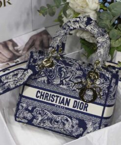 Christian Dior Medium Lady D-Lite Bag Blue For Women 24cm/9.5in CD M0565ORGO_M928