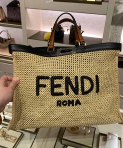 Fendi Peekaboo X-tote Medium Woven Straw Tote Bag For Women, Women's Handbags 16.1in/41cm FF