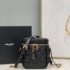 Saint Laurent 80's Vanity Bag In Carre-Quilted Grain De Poudre Black For Women 6.4in/16.5cm YSL 649779DME271000