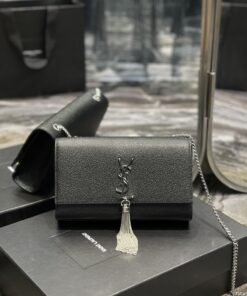 Saint Laurent Kata Medium Chain Bag Black With Tassel For Women 9.4in/24cm YSL 354119BOW0N1000