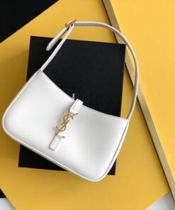 Saint Laurent LE 5 A 7 Hobo Bag White Material For Women 9in/23cm YSL 6572282R20W9207