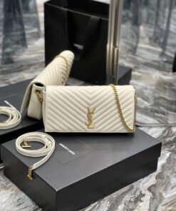 Saint Laurent Kata 99 Chain Bag White With Gold Hardware For Women 10.2in/26cm YSL