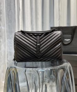 Saint Laurent College Large Chain Bag Black With Metal Toned Hardware For Women 12.6in/32cm YSL 600278BRM081000