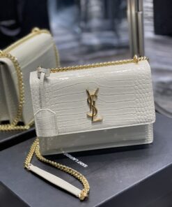 Saint Laurent Sunset Medium Chain Bag For Women 8.6in/22cm White YSL 442906DND0J9207