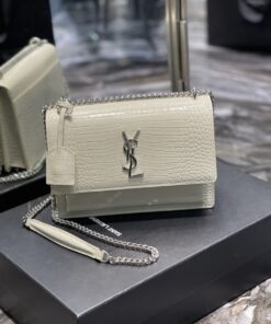 Saint Laurent Sunset Medium Chain Bag For Women 8.6in/22cm White YSL 442906DND0N9207