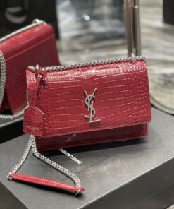 Saint Laurent Sunset Medium Chain Bag Red For Women 8.6in/22cm YSL