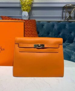 Hermes Kelly Danse II Bag Swift Orange Gold Hardware For Women 8.7in/22cm