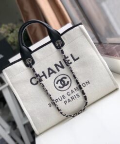 Chanel Small Shopping Bag Silver Hardware White For Women, Women's Handbags, Shoulder Bags 15.2in/39cm AS3257