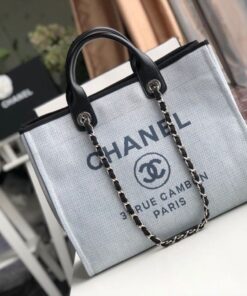 Chanel Deauville Tote 38cm White Gray For Women A66941