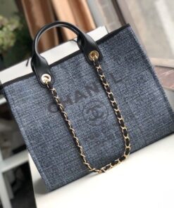 Chanel Deauville Tote 38cm Blue/Black For Women A66941