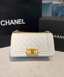 Chanel Small Boy Handbag White For Women, Women's Bags, Shoulder And Crossbody Bags 7.8in/20cm A67085