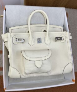 Hermes Birkin Cargo 25 White, Silver Toned Hardware Bag For Women, Women's Handbags, Shoulder Bags 9.8in/25cm