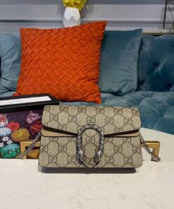 Gucci Dionysus Super Mini Bag Emerald GG Supreme Canvas Made Using An Earth-Conscious Process With Taupe Detail For Women 6.5in/16.5cm GG ?476432 KHNRN 8642