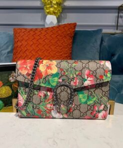 Gucci Floral WOC Dionysus Shoulder Bag 20cm Calfskin Leather Trim Fall/Winter Collection, Burgundy