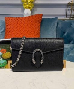 Gucci Dionysus Mini Chain Bag Black Metal-Free Tanned For Women 8in/20cm GG 401231 CAOGN 8176