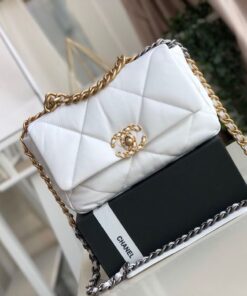 Chanel 19 HandBag White For Women 10.1in/26cm AS1160