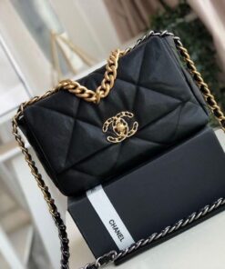 Chanel 19 HandBag Black For Women 10.1in/26cm AS1160