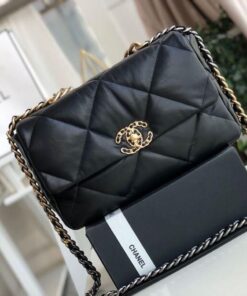 Chanel 19 HandBag Black For Women 11.8in/30cm