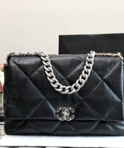 Chanel 19 Maxi Handbag Black For Women 14in/36cm