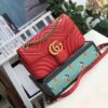 Gucci Marmont Small Matelasse Shoulder Bag Hibiscus Red Matelass Chevron For Women 10in/26cm GG 443497 DTDIT 6433