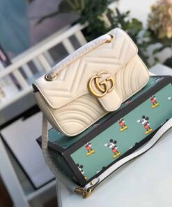 Gucci Marmont Matelasse Mini Bag White For Women 8.5in/22cm GG 446744 DTDIT 9022