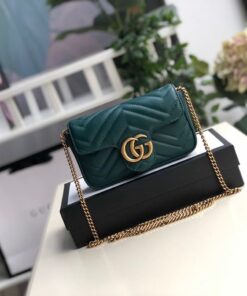 Gucci Marmont Matelasse Super Mini Bag Green Matelasse Chevron For Women 6.2in/16.5cm GG