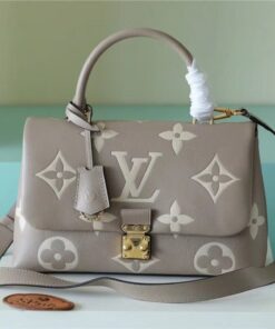 Louis Vuitton Madeleine MM Monogram Empreinte Dove Gray/ Creme Beige For Women, Women's Handbags, Shoulder and Crossbody Bags 11.8in/30cm LV M46041
