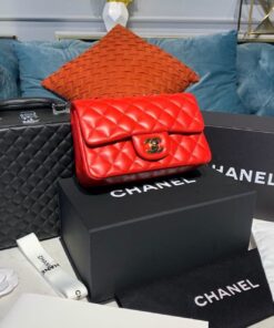 Chanel Mini Flap Bag Red For Women, Women's Bags, Women's Bag, Shoulder And Crossbody 7.8in/20cm A69900
