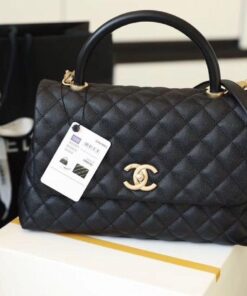 Chanel Large Flap Bag With Top Handle Black For Women 11in/28cm A92991