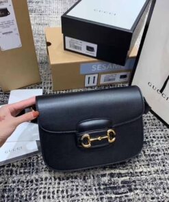 Gucci Horsebit 1955 Shoulder Bag Black Textured With A Vintage Effect For Women 9.8in/25cm GG 602204 1DB0G 1000