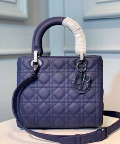 Christian Dior Medium Ultramatte Lady Dior Bag Blue For Women 9.5in/24cm CD M0565ILOI_M85B