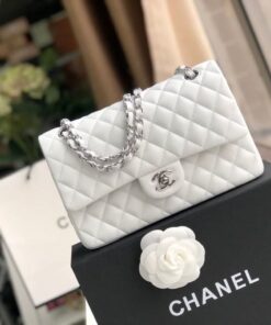 Chanel Classic HandBag White For Women 9.9in/25.5cm A01112
