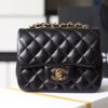 Chanel Classic Mini Flap Bag Gold Toned Hardware Black For Women 6.7in/17cm