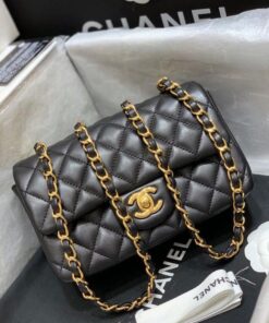 Chanel Classic Flap Bag Gold Toned Hardware Black For Women, Women's Bags, Shoulder And Crossbody Bags 7.8in/20cm A01116