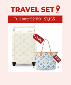 Travel Set Louis Vuitton: Horizon 55 Cream + Neverfull MM Bag Blue